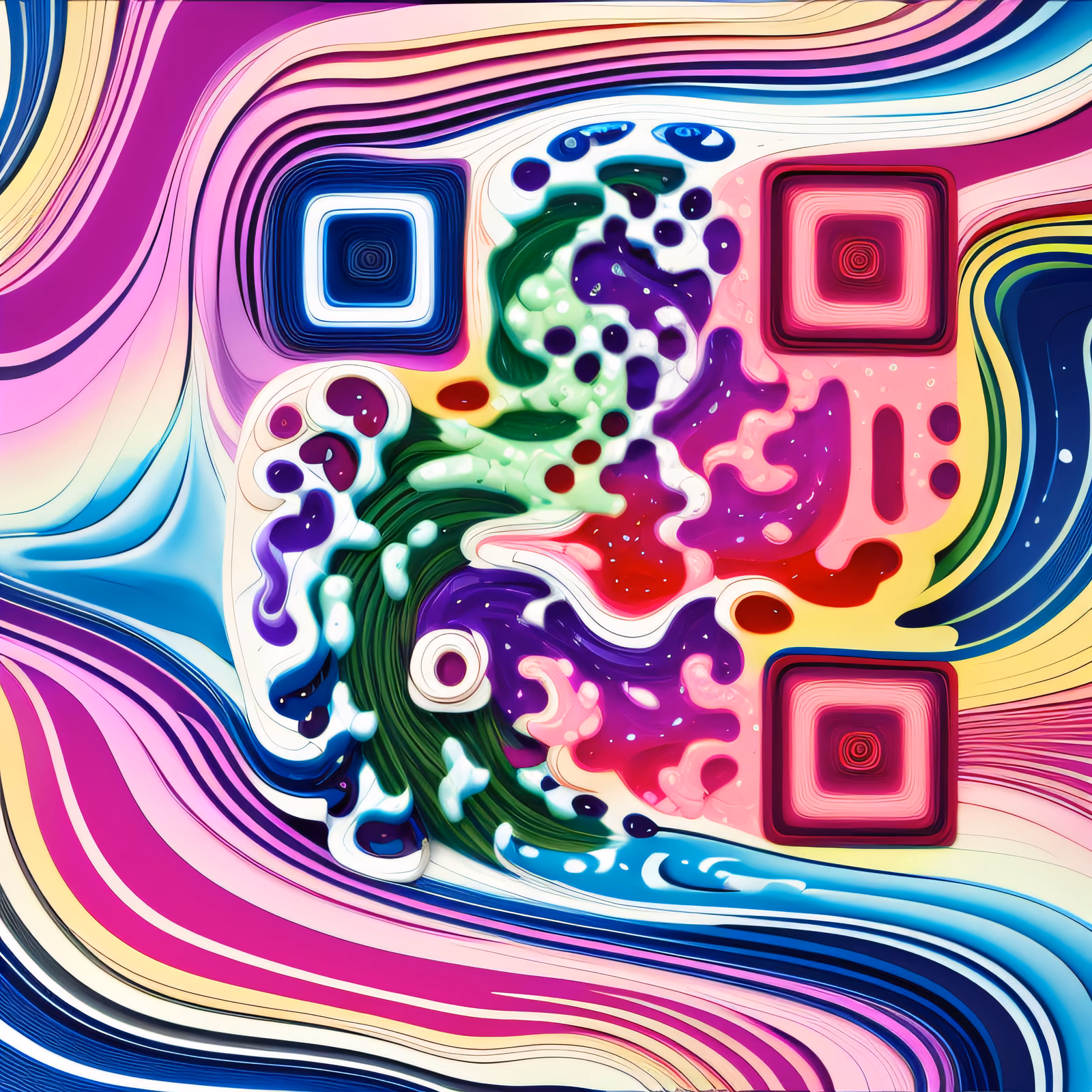 Multicolor Wave Abstract 3D QR Code Art — image 1