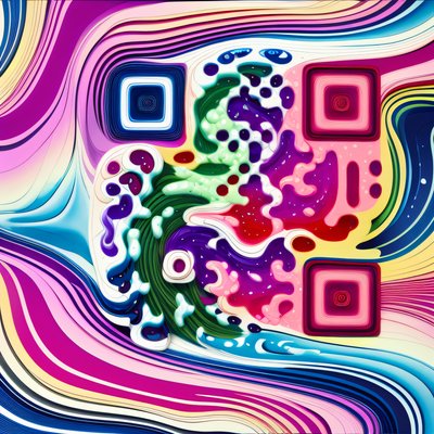 Разноцветная волна, абстрактный 3D QR-код