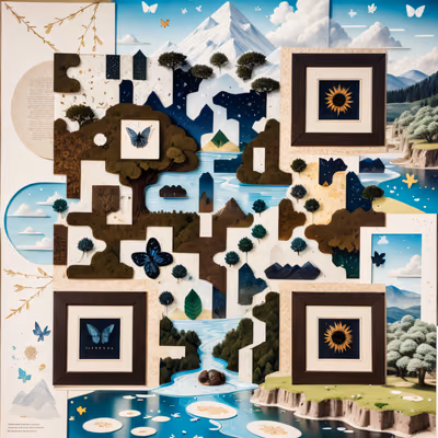 Paper Mountain Nature Collage QR Code Art — image 1