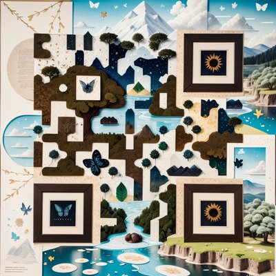 Бумажный горный пейзаж: коллаж QR-код