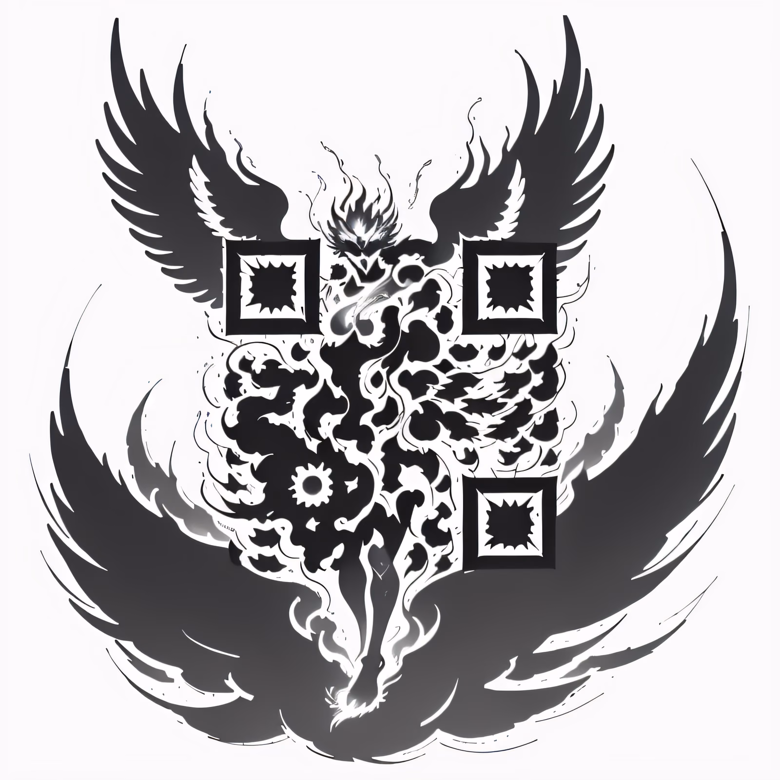 Phoenix Warrior Ink Tattoo QR Code for Temporary Tattoos — image 1