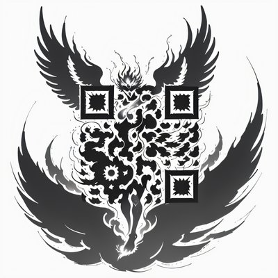 Phoenix Warrior Ink Tattoo QR Code for Temporary Tattoos