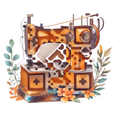 Floral Sewing Machine Vector QR Code for Stickers — image 1