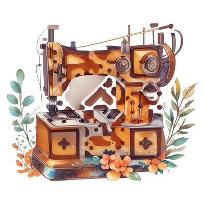Floral Sewing Machine Vector QR Code for Stickers