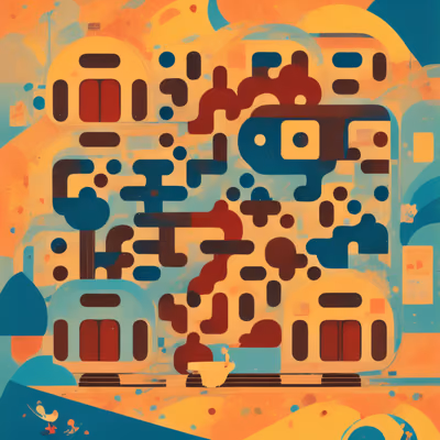 Abstract Train Car Retro QR Code for Posters — image 1