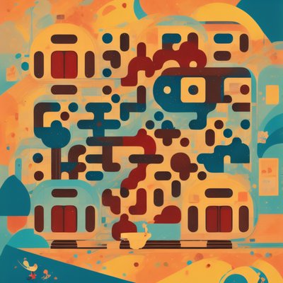 Abstract Train Car Retro QR Code for Posters