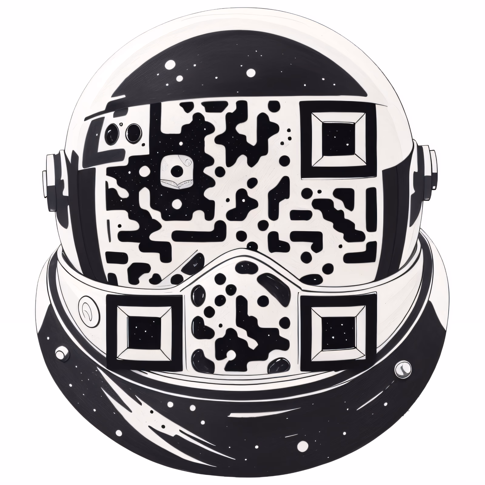 Astronaut Helmet Galaxy Tattoo QR Code for Temporary Tattoos — image 1