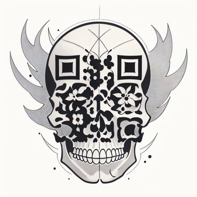 Floral Lace Skull Tattoo QR Code for Temporary Tattoos