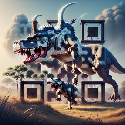 Roaring Dinosaurs Savanna Digital Painting QR Code for Posters