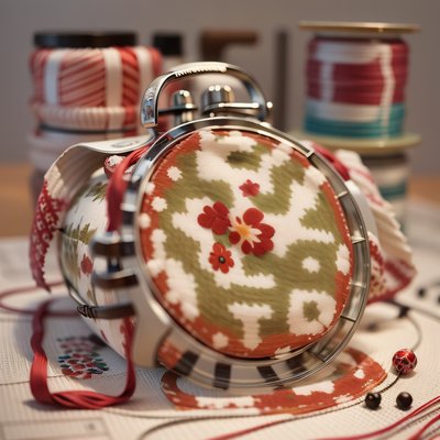 Embroidery Hoop Thread Craft QR Code for Packaging