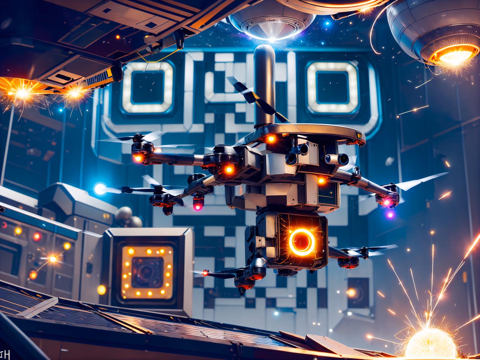 Repair Drone Retrofuturism QR Code Art — image 1