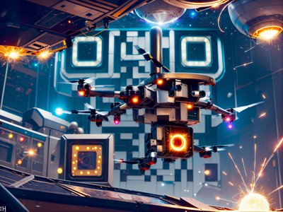 Repair Drone Retrofuturism QR Code Art