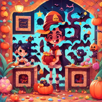 Halloween Kids Candy Cartoon QR Code for Posters