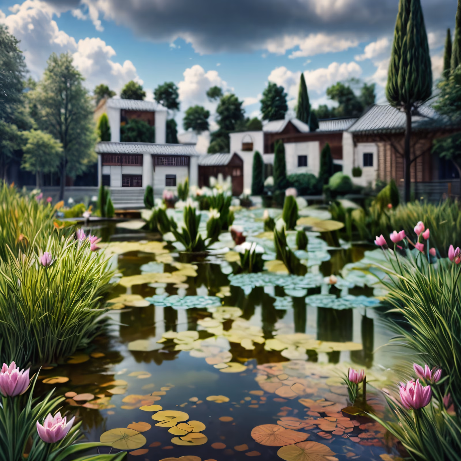 Lily Pond Garden Photorealistic QR Code Art — image 1