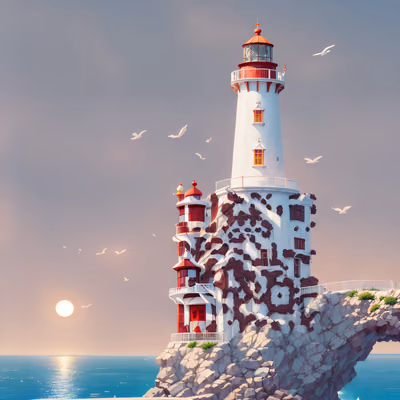 Coastal Lighthouse Matte Painting QR Code for Posters — image 1