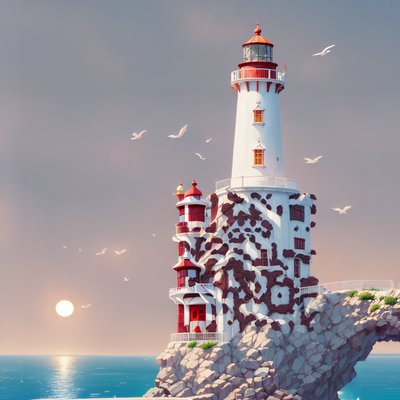 Coastal Lighthouse Matte Painting QR Code for Posters
