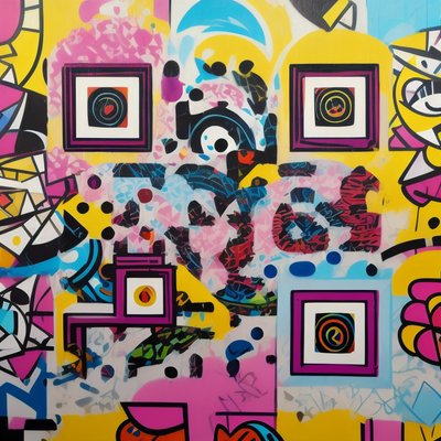 Colorful Graffiti Mural Abstract QR Code for Posters
