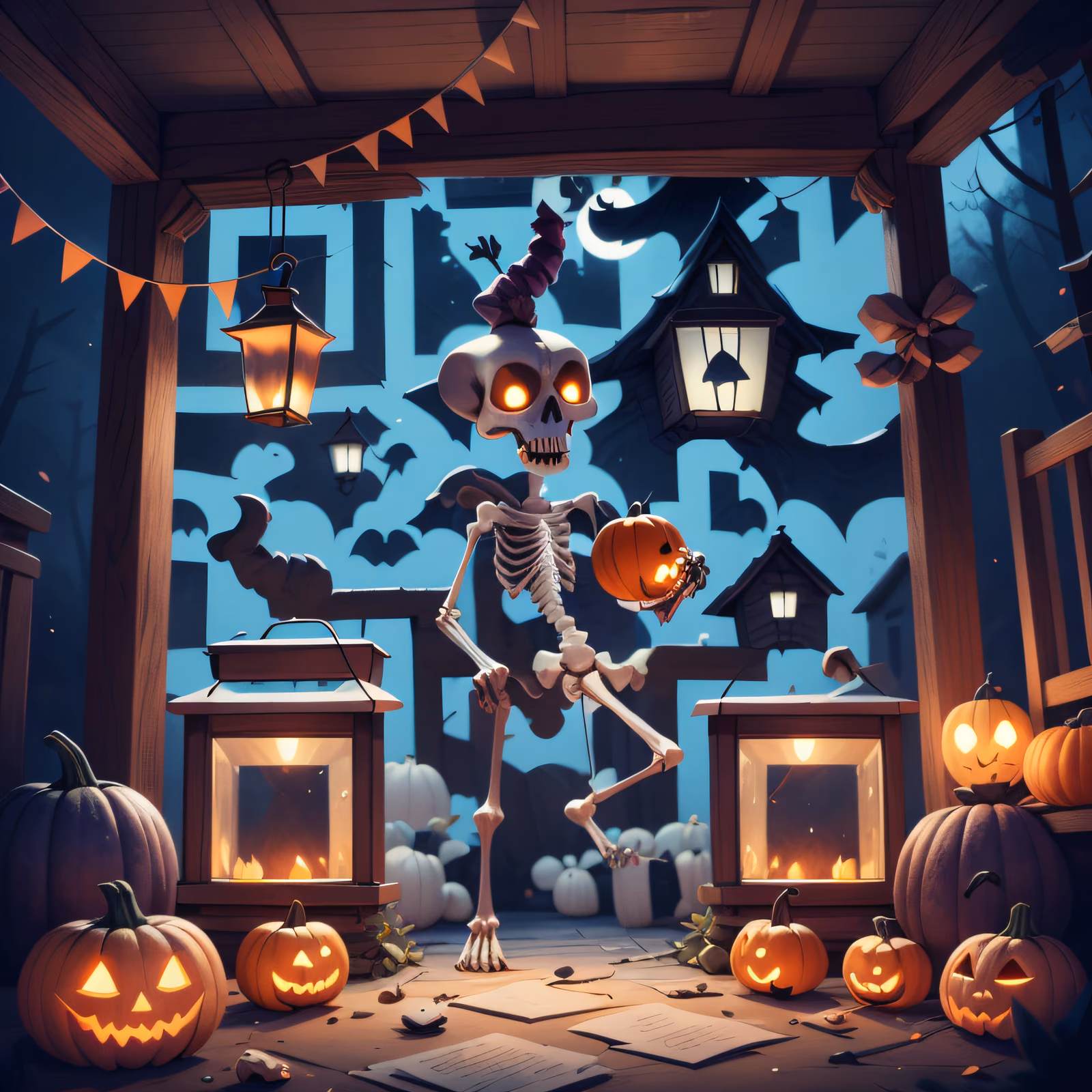 Dancing Skeleton Halloween Porch QR Code for Posters — image 1