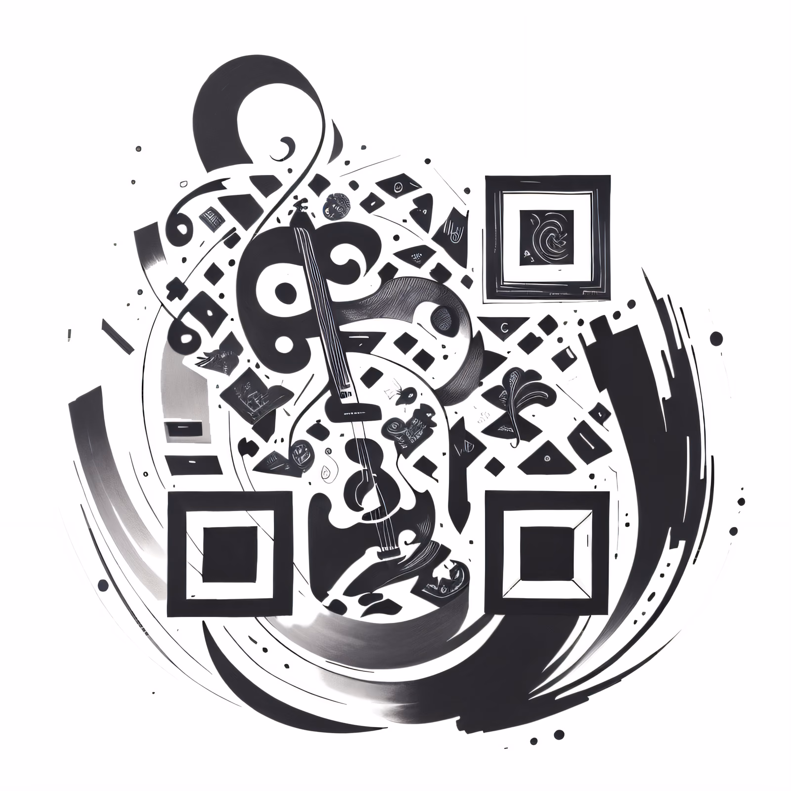 Treble Clef Ink Tattoo Music Note QR Code for Temporary Tattoos — image 1