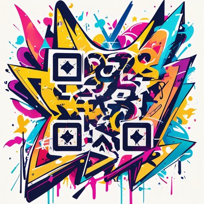 Graffiti Lettering Burst QR Code for Apparel