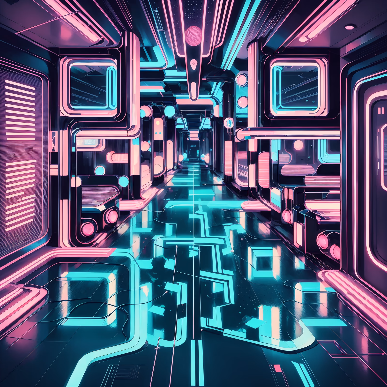 Neon Corridor Retrofuturism QR Code for Posters — image 1