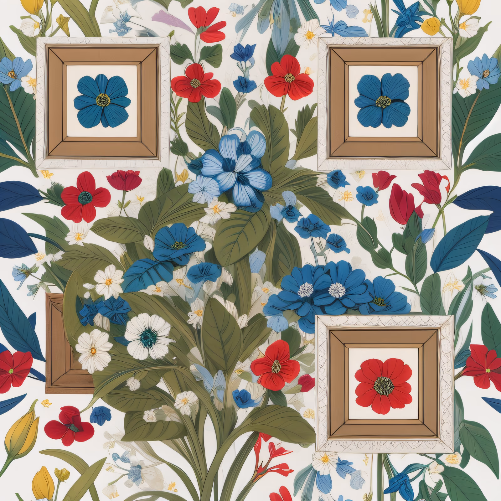 Blue and Red Floral Vector QR Code Art — image 1