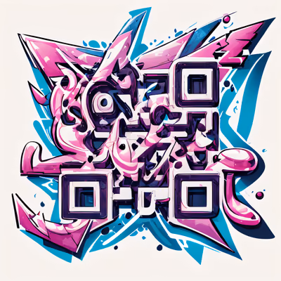 Pink Cyan Wildstyle Graffiti Lettering QR Code for Stickers — image 1