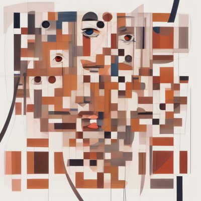 Fragmented Woman Face Cubist Abstract QR Code Art