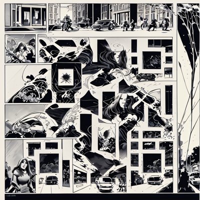 Comic Page Noir Ink QR Code for Posters