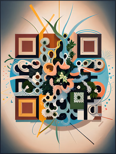 Surreal Botanical Geometric Abstract QR Code Art — image 1