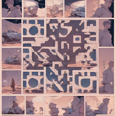 Desert Wreckage Comic Panels QR Code for Posters — image 1