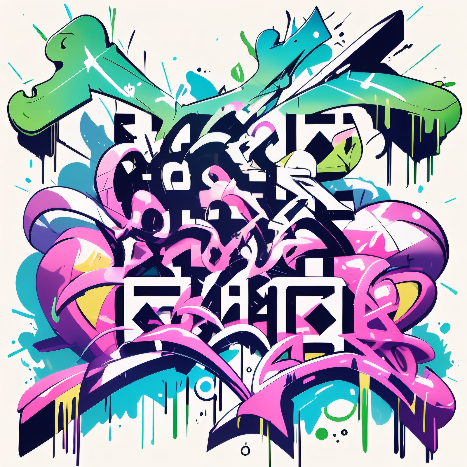 Pink Wildstyle Graffiti Lettering Abstract QR Code for Apparel — image 1