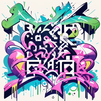 Pink Wildstyle Graffiti Lettering Abstract QR Code for Apparel — image 1