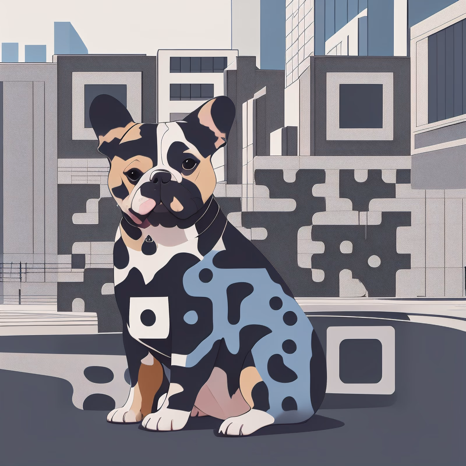 French Bulldog City Vector QR Code Art — image 1