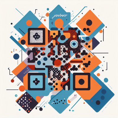 Abstract Geometric Vector Pattern QR Code for Stickers