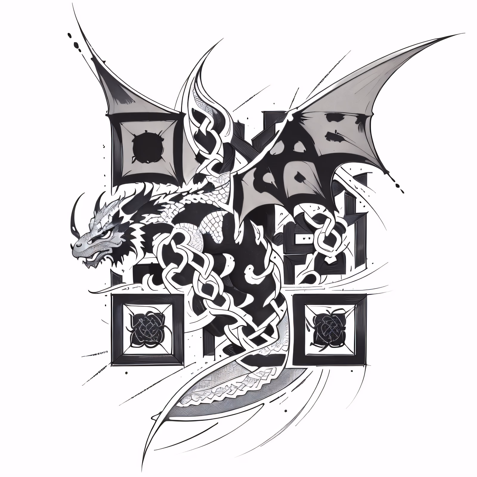 Celtic Knot Dragon Tattoo QR Code for Temporary Tattoos — image 1