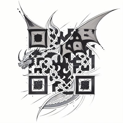 Celtic Knot Dragon Tattoo QR Code for Temporary Tattoos