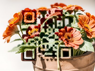 Red Geranium Clay Pot Photo QR Code Art
