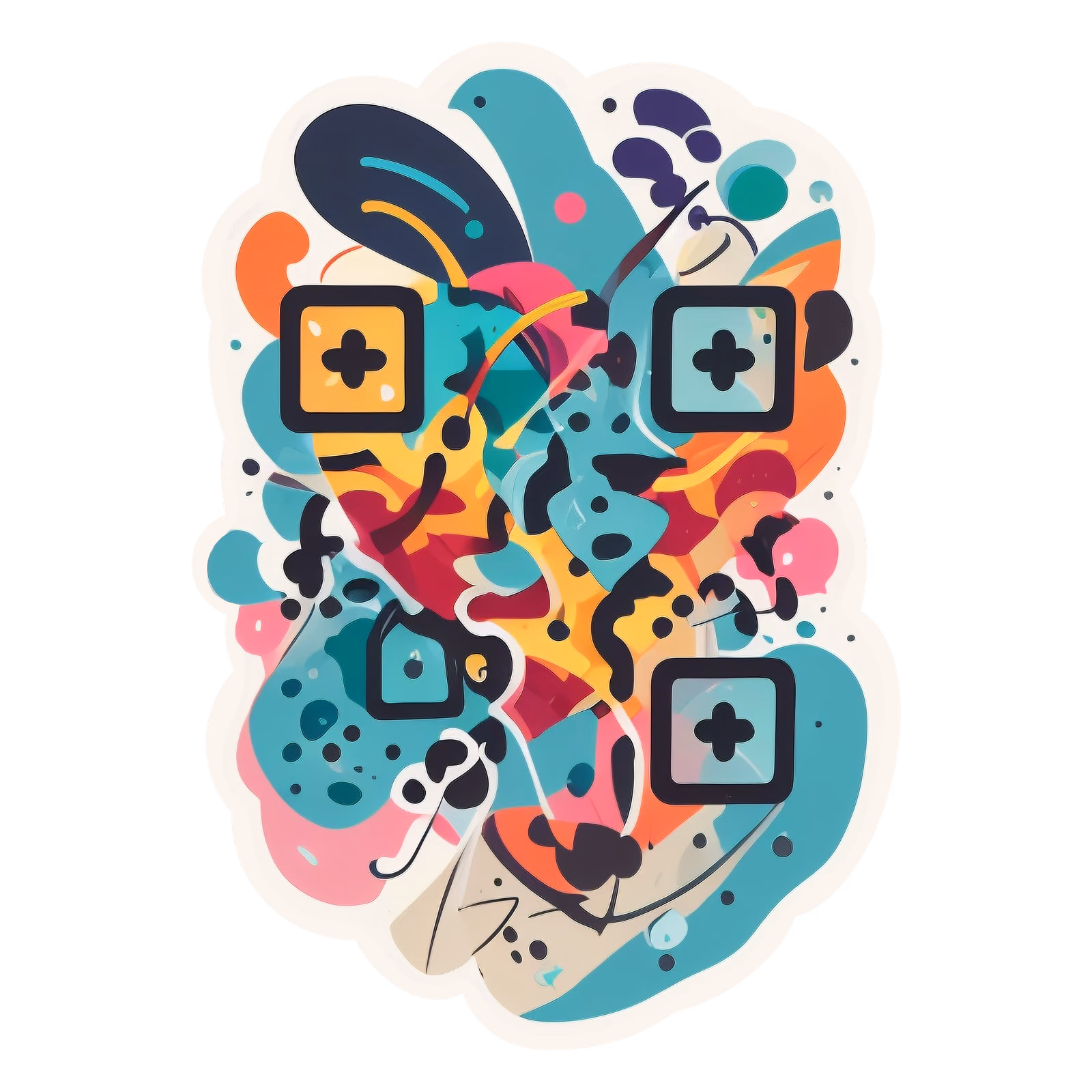 Colorful Abstract Blob Vector Vector Illustration QR Code for Stickers — image 1