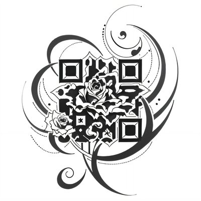 Rose and Crescent Tattoo Ink QR Code for Temporary Tattoos