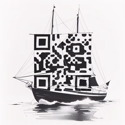 Sailboat Ink Drawing QR Code Art — image 1