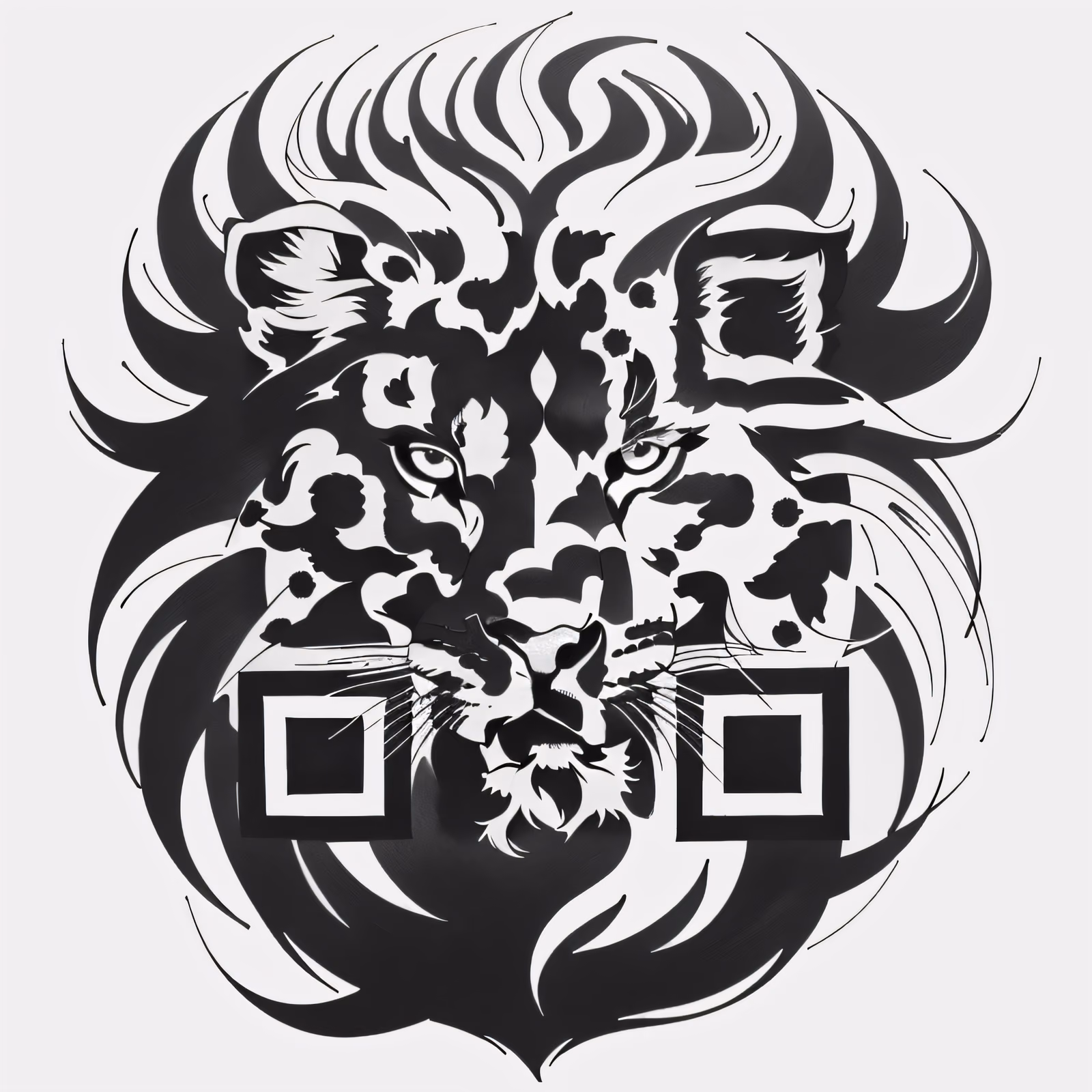 Tribal Lion Head Tattoo QR Code for Temporary Tattoos — image 1