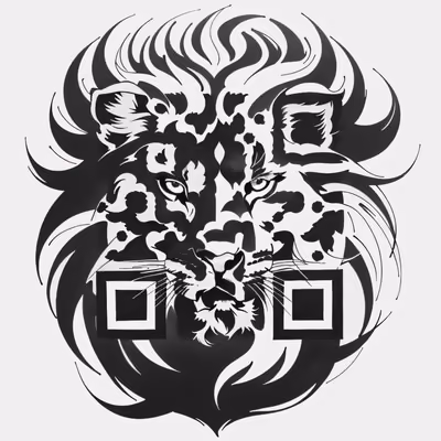 Tribal Lion Head Tattoo QR Code for Temporary Tattoos — image 1