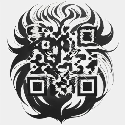 Tribal Lion Head Tattoo QR Code for Temporary Tattoos