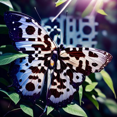 Пятнистая бабочка, фотореализм: QR-код как искусство