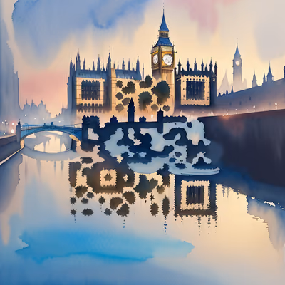 Big Ben London Watercolor QR Code Art — image 1