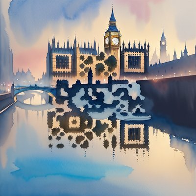 Big Ben London Watercolor QR Code Art