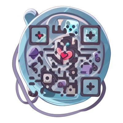 Медицинское сердце: круглый векторный QR-код для стикеров