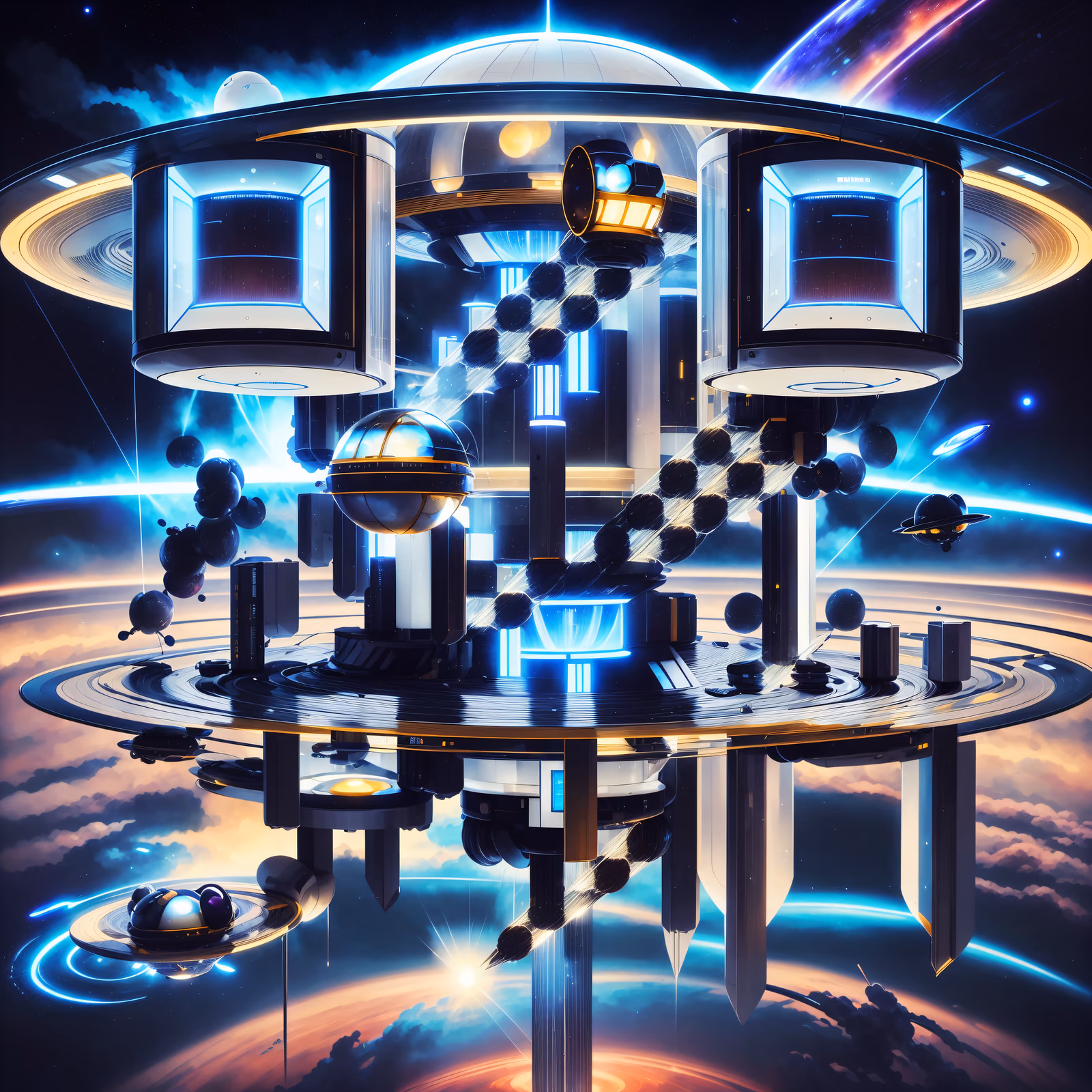 Floating Space Observatory Retrofuturism QR Code for Posters — image 1