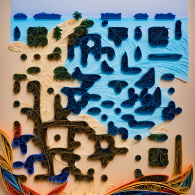 Paper Quilling Beach Seascape QR Code Art — image 1